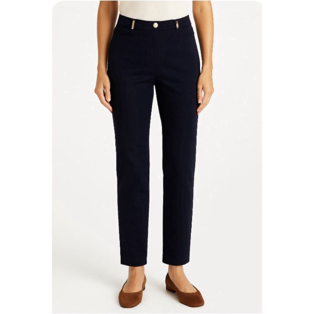 ST. John Sport By Marie Gray Women Career Pants Navy Blue Size 16 USA Made $375